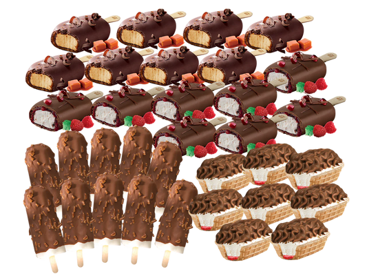 Luxury Package 8 Double Salted Caramel, 8 Double Pomegranate, 8 Boat Ice, 12 Mini Classic