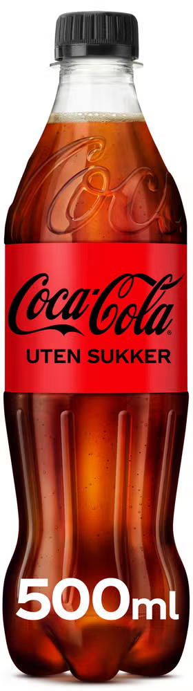Coca-Cola Zero Sugar PET 24x0,5. Prisen er 19.90 pr stk pluss pant